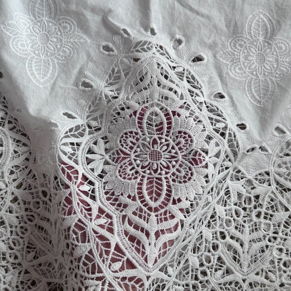 Delicate Eyelet Lace Prairie Blouse Boho French Girl European Summer Top Women 8 - Picture 12 of 12